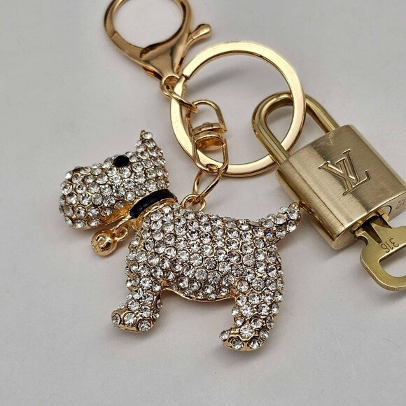 Authentic Louis Vuitton Lock & Key w/unbranded Puppy Bagcharm, Keycharm 120225 - Picture 2 of 7